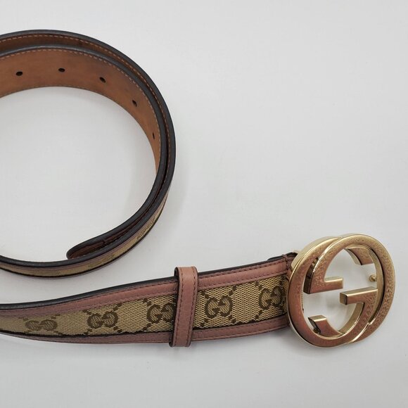 Women's Pink and Beige Canvas Belt - Picture 8 of 8
